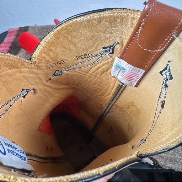 Anderson Bean Black and Brown‎ Leather Cowboy Boots round toe - Picture 3 of 13